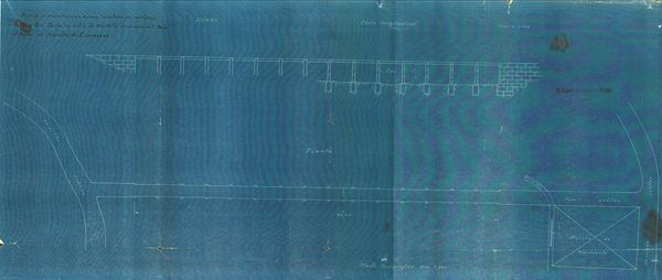 planta topográfica da ponte, com vista de corte longitudinal